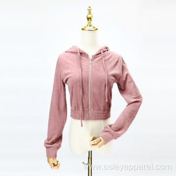 cropped hooded long-sleeve jacket